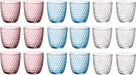 Bormioli Rocco Colored Water Glasses - Glass Set Slot - 18 pieces