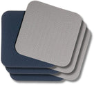 Cookinglife Coasters - Vegan leather - Grey / Blue - double-sided - 10 x 10 cm - 6 pieces