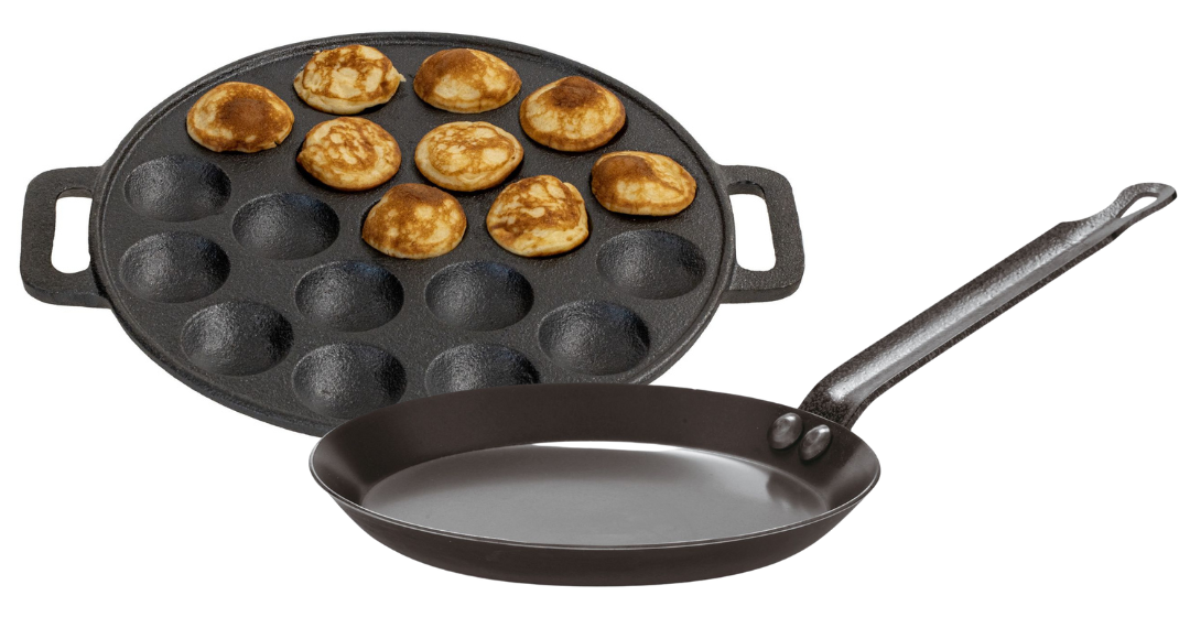 Mini Pancakes Maker Machine Cast Iron Poffertjes Pan (15 Mini