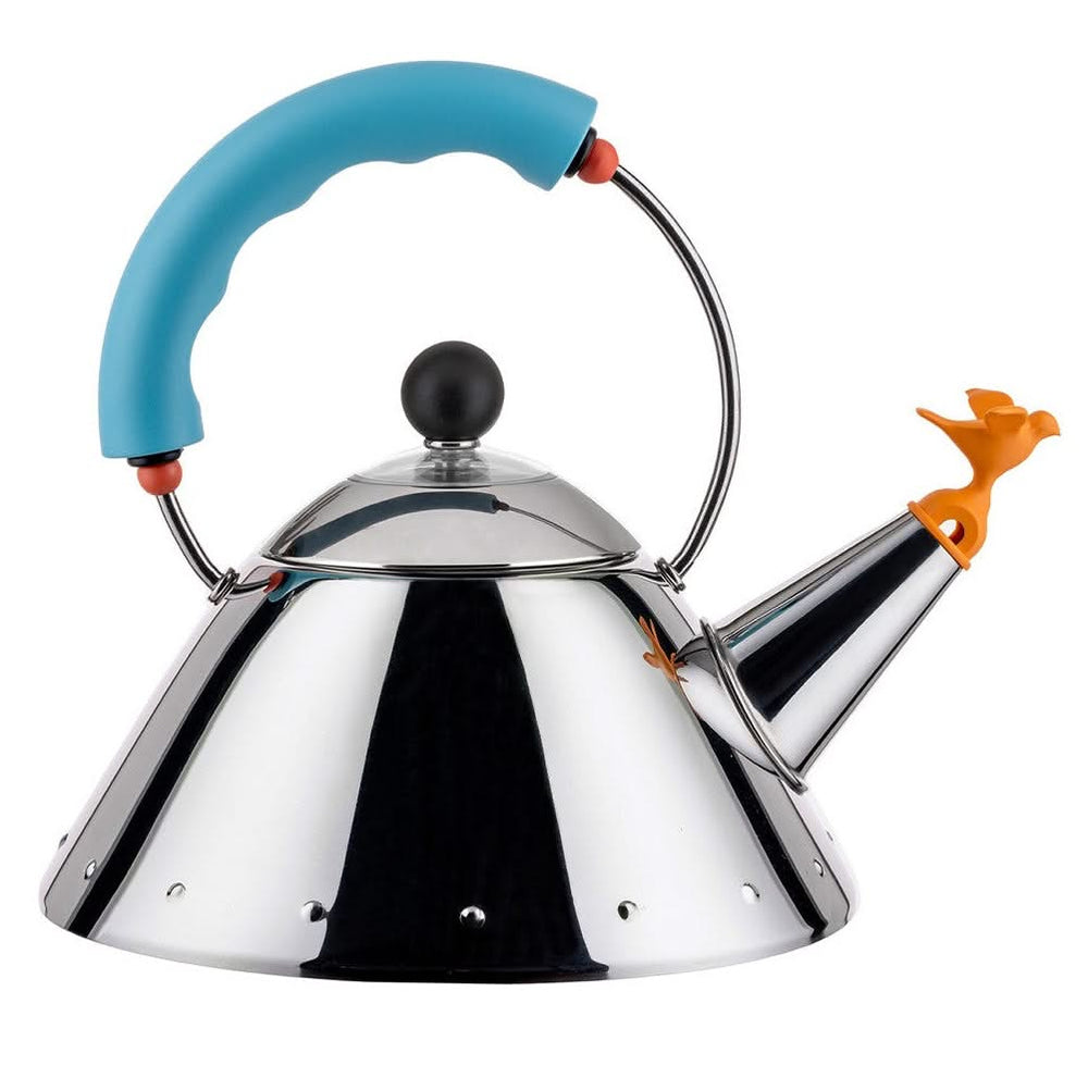 Alessi Whistling kettle - 9093/1 LAZ - Light Blue - 1 liter - by Micheal Graves