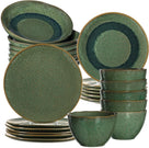 Leonardo Tableware set Matera (dinner plates + Deep plates + breakfast plates + Bowls) - Green - 24-piece / 6 people