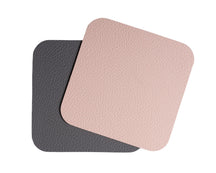 Jay Hill Coasters - Vegan leather - Gray/Pink - double sided - 10 x 10 cm - 6 Pieces