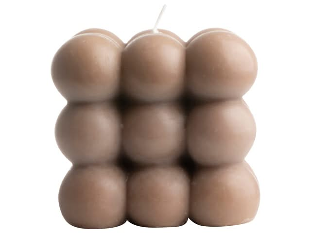 Gusta Blunt candle / Bubble candle Cube - Brown - 8 x 8 cm