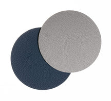 Jay Hill Coasters - Vegan leather - Gray / Blue - double sided - ø 10 cm - 6 pieces