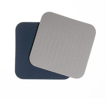 Jay Hill Coasters - Vegan leather - Gray / Blue - double sided - 10 x 10 cm - 6 pieces