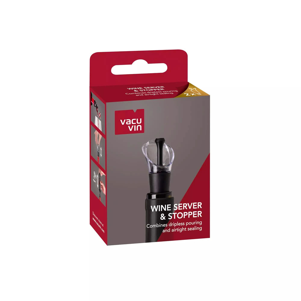 Vacu Vin Wijnschenker and wine stopper - 2-in-1 - Black - 2 pieces