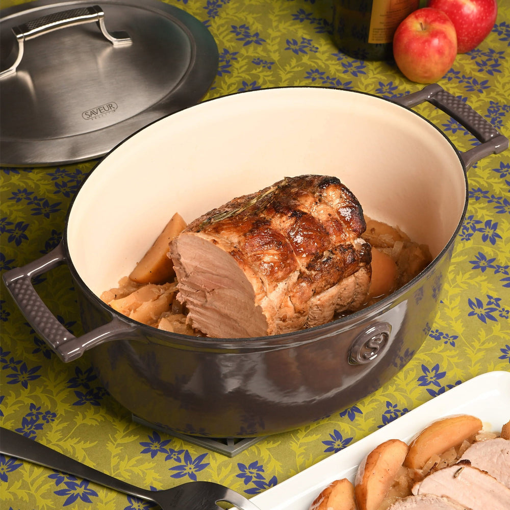 Saveur Selects Casserole Oval Voyage - Rabbit Grey - ø 30 cm / 5.6 liters - enameled non-stick coating