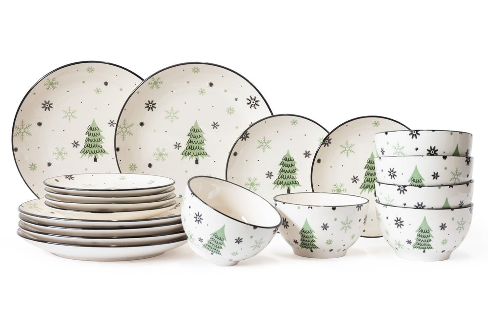 Cookinglife Dinnerware Set - Christmas Dinnerware - Pottery - Green 18-piece / 6 persons