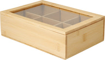 Cookinglife Tea Box - Tea Chest - Natural Bamboo 6-compartment - 24 x 16 cm