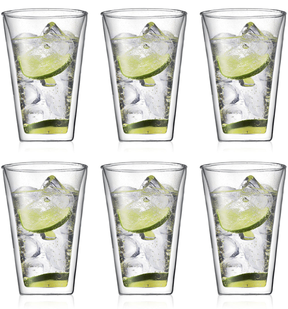 Bodum Double-walled Latte Macchiato Glass Carafe - Patented Valve - 400 ml - 6 Pieces