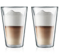 Bodum Double-walled Latte Macchiato Glass Carafe - Patented Valve - 400 ml - 2 Pieces