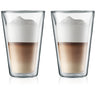 Bodum Double-walled Latte Macchiato Glass Carafe - Patented Valve - 400 ml - 2 Pieces