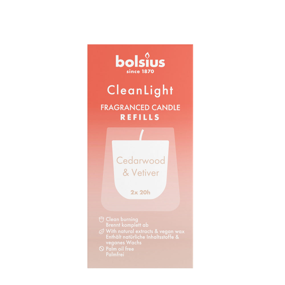 Bolsius Refill - for Clean Light - Cedarwood & Vertiver - 2 Pieces