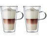 Bodum Double-walled Latte Macchiato Glasses with Handle Canteen - Patented Valve - 400 ml - 2 Pieces