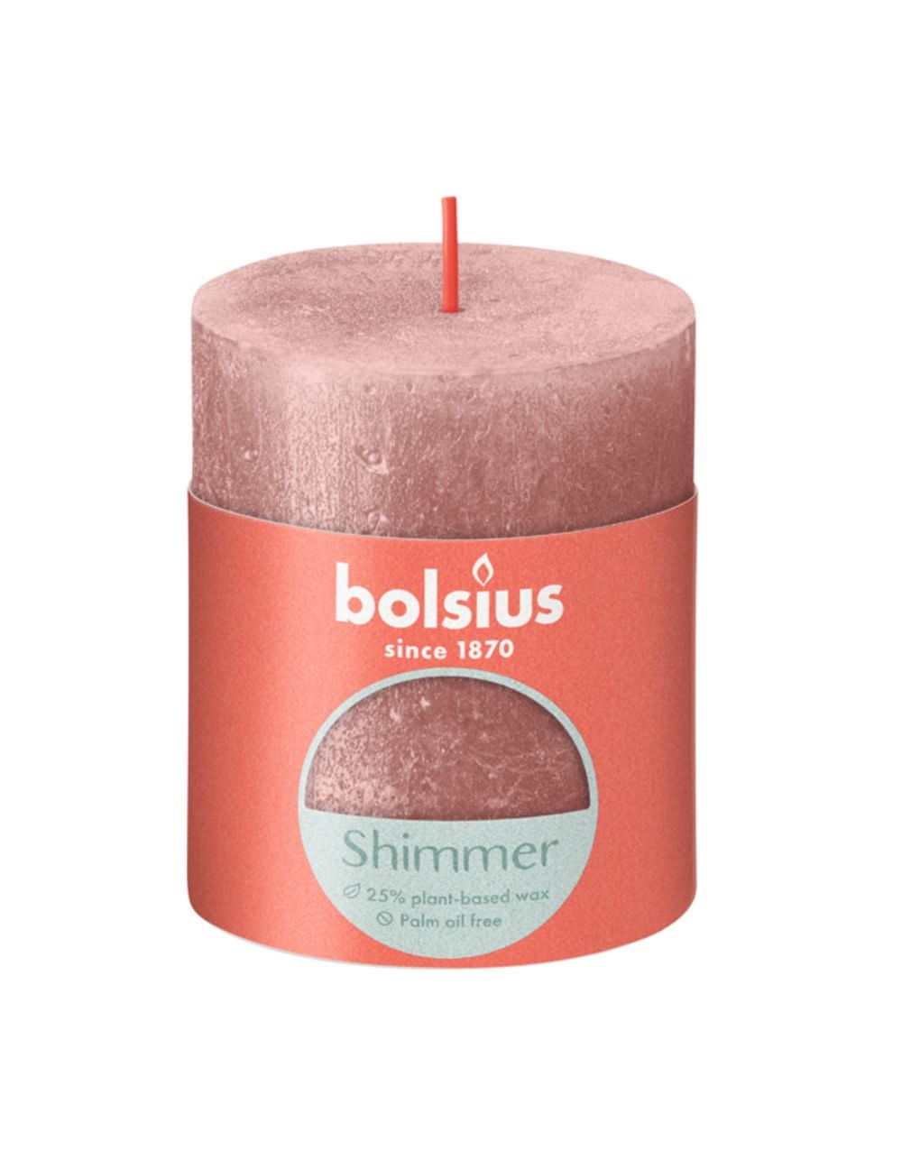 Bolsius Blunt candle Shimmer Pink - 8 cm / ø 7 cm