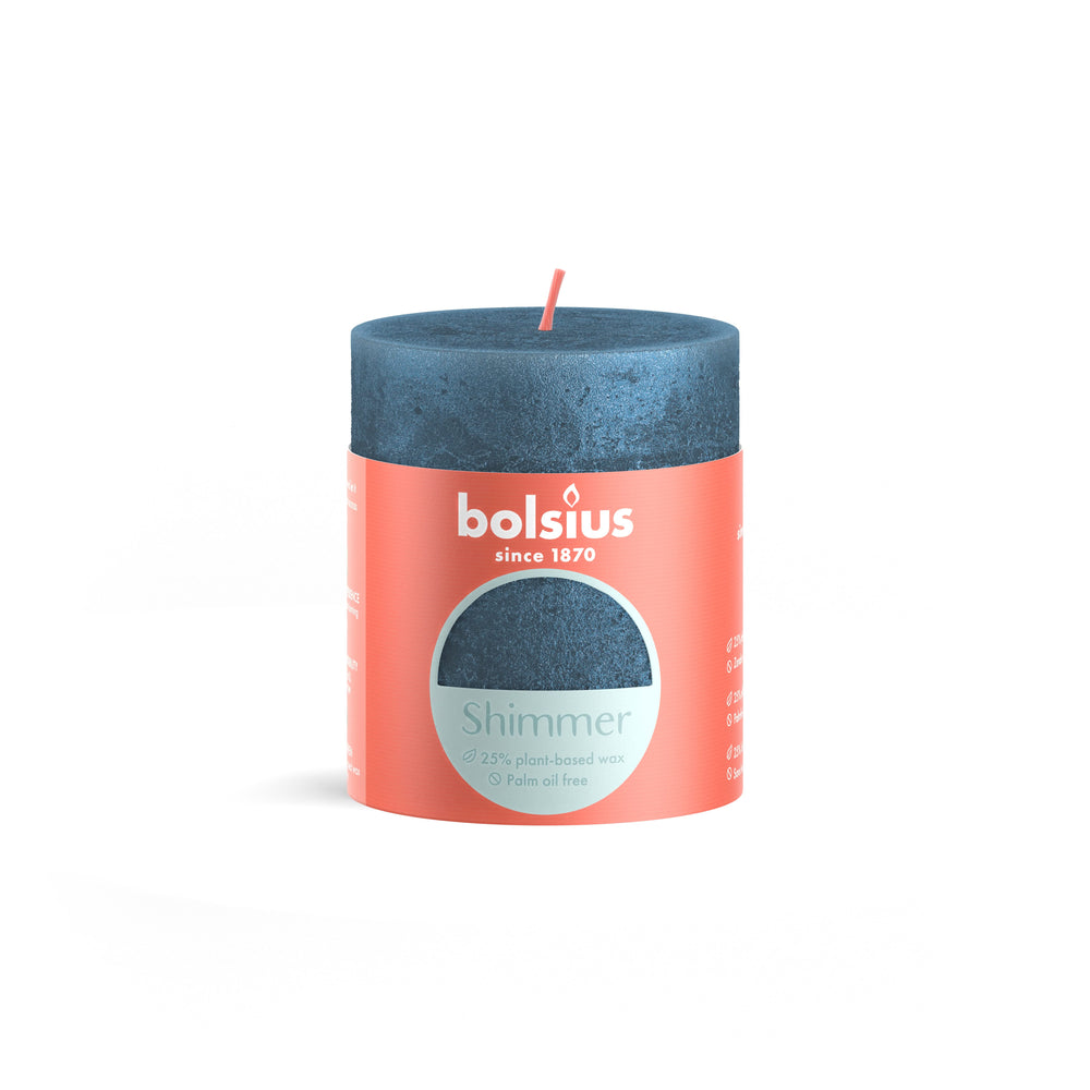 Bolsius Blunt candle Shimmer Blue - 8 cm / 7 cm