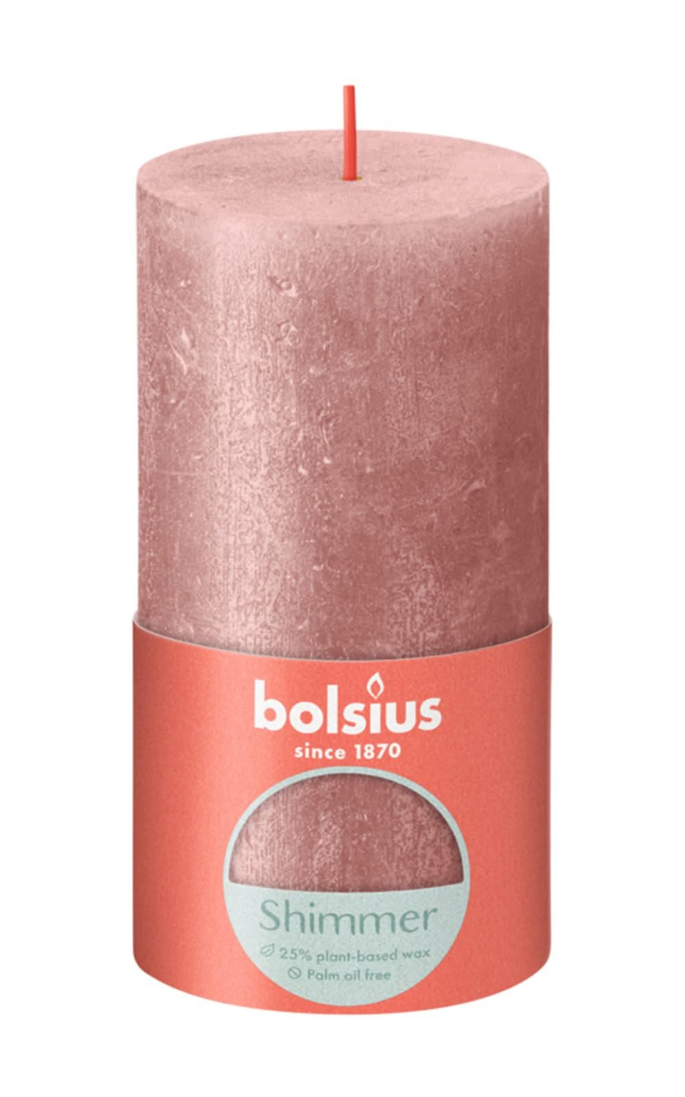 Bolsius Blunt candle Shimmer Pink - 13 cm / ø 7 cm