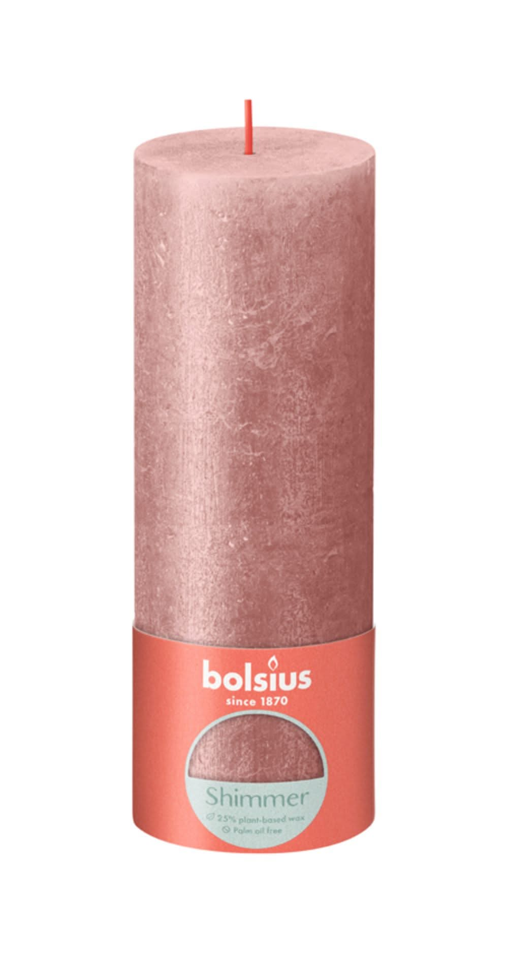 Bolsius Blunt candle Shimmer Pink - 19 cm / ø 7 cm