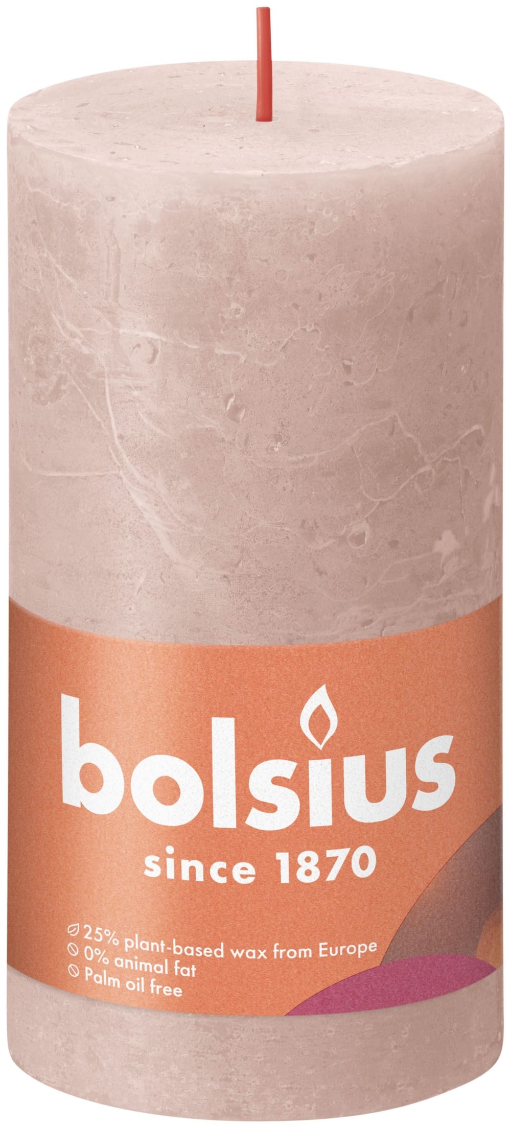 Bolsius Stump candle Rustic Misty Pink - 13 cm / ø 7 cm