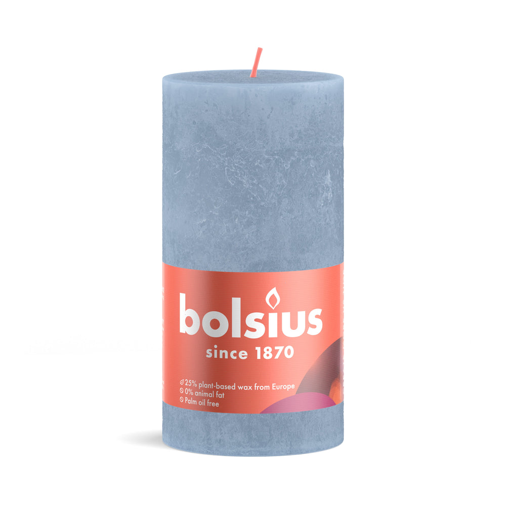 Bolsius Blunt candle Rustic Sky Blue - 13 cm / ø 7 cm