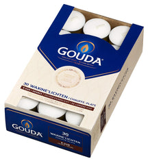 Gouda Tea Light Candles White - 30 pieces