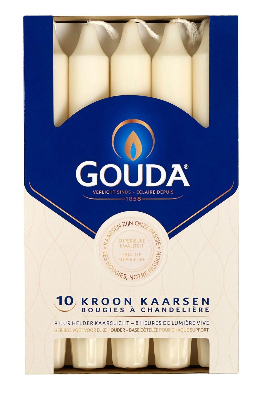 Gouda Dinner Candles / Table Candles Ivory 20 cm - 10 Pieces