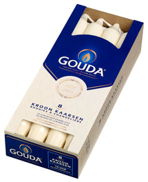 Gouda Dinner Candles / Table Candles Ivory 24 cm - 8 Pieces