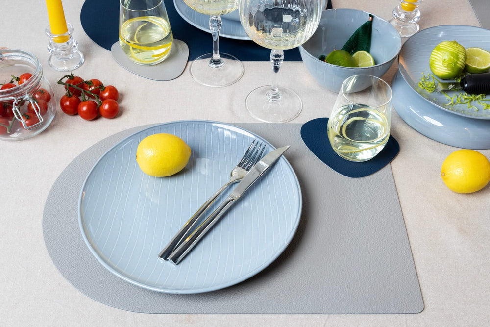 Jay Hill Placemats - Vegan Leather - Gray/Blue - Bread - double sided - 44 x 30 cm - 6 Pieces