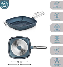 Westinghouse Cookware set Performance (Wok pan + Grill pan) ø 28 cm - Blue - Induction and all other heat sources