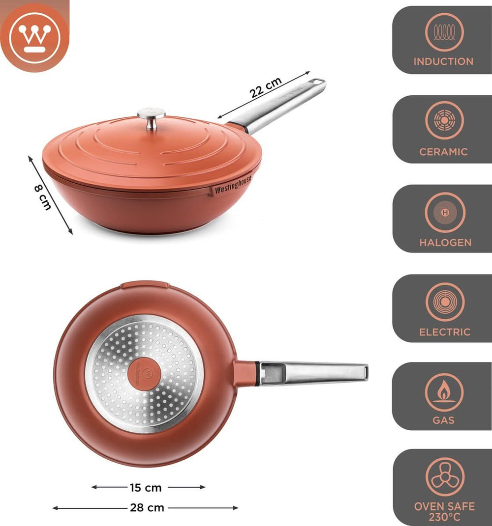 Westinghouse Cookware set Performance (Wok pan + Grill pan) ø 28 cm - Red - Induction and all other heat sources