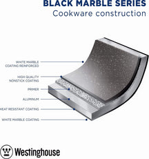 Westinghouse Cookware set Marble Wood (Casserole ø 24 and 28 cm + sauté pan ø 32 cm) - Induction and all other heat sources