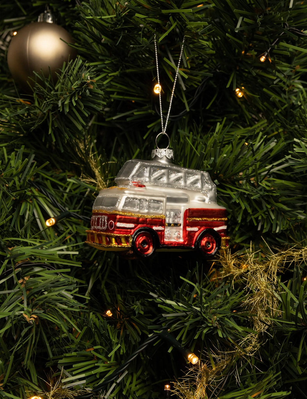 Nordic Light Christmas Ball Fire Engine 9 cm