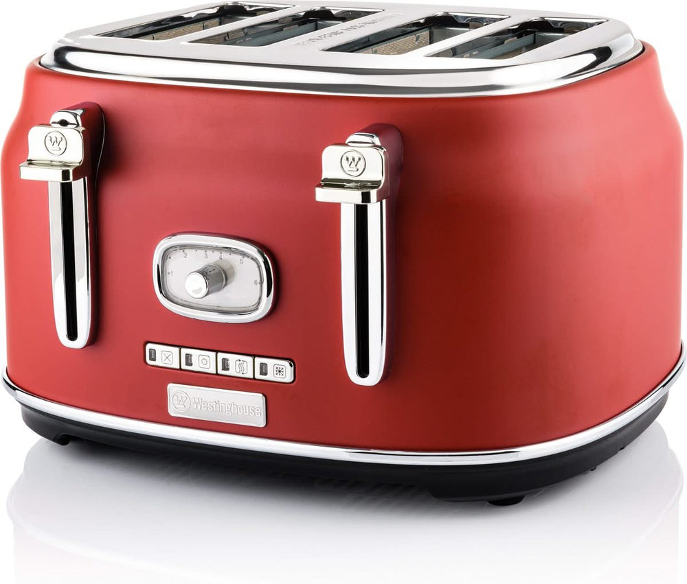 Westinghouse Retro Kettle + Toaster 4 Slots - Red