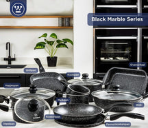 Westinghouse Cookware set Black Marble (Grill pan 28 cm + Wok pan ø 30 cm) - Induction and all other heat sources