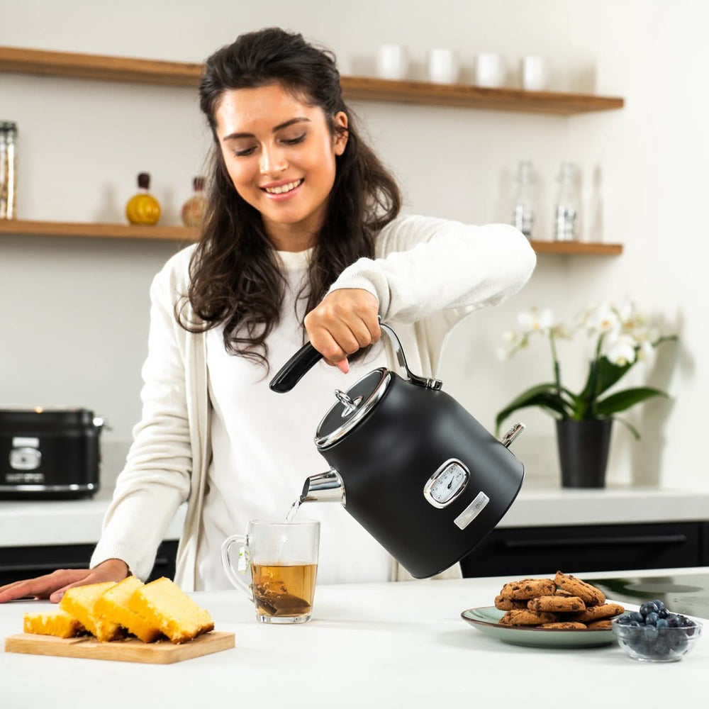 Westinghouse Retro Kettle + Toaster 4 Slots + Hand Blender - Black