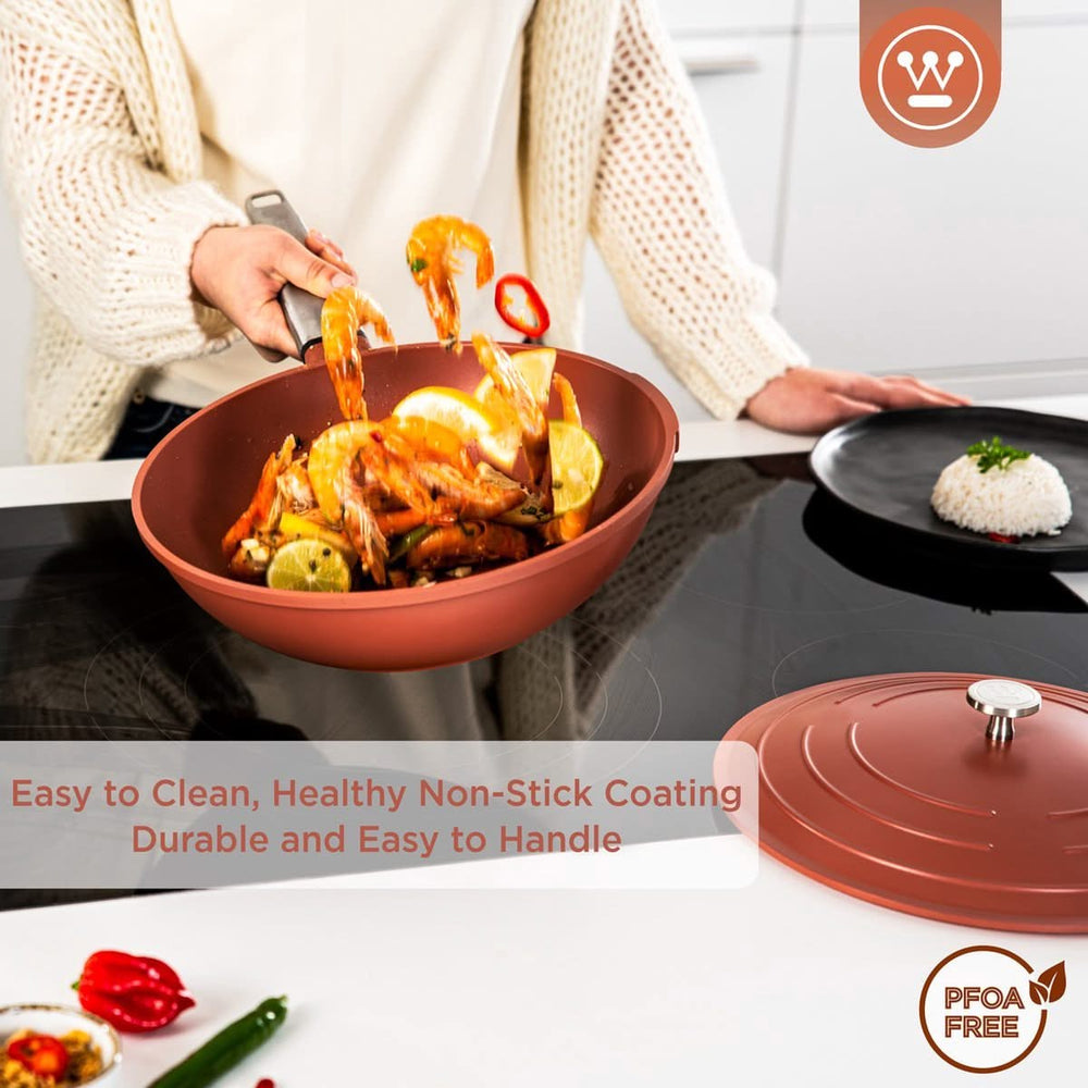 Westinghouse Cookware set Performance (Wok pan + Grill pan) ø 28 cm - Red - Induction and all other heat sources