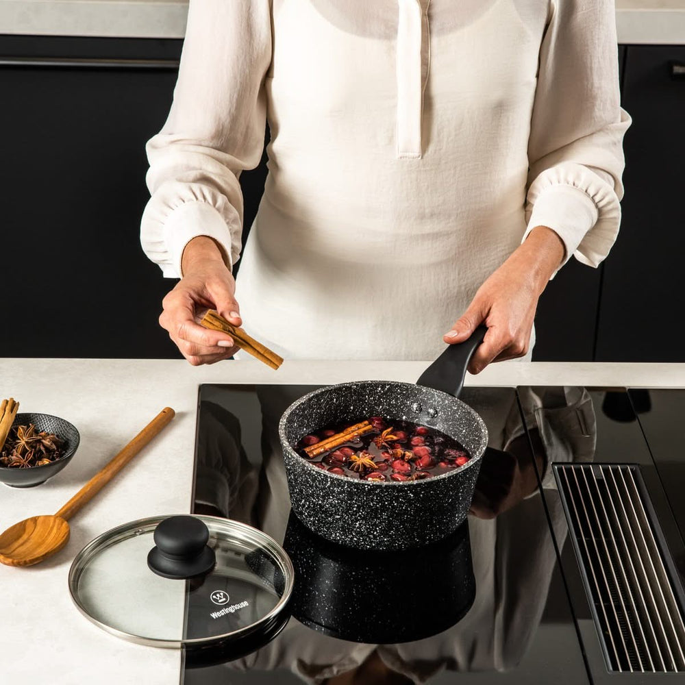 Westinghouse Cookware set Black Marble (Casserole ø 28 cm + sauce pan ø 20 cm) - Induction and all other heat sources