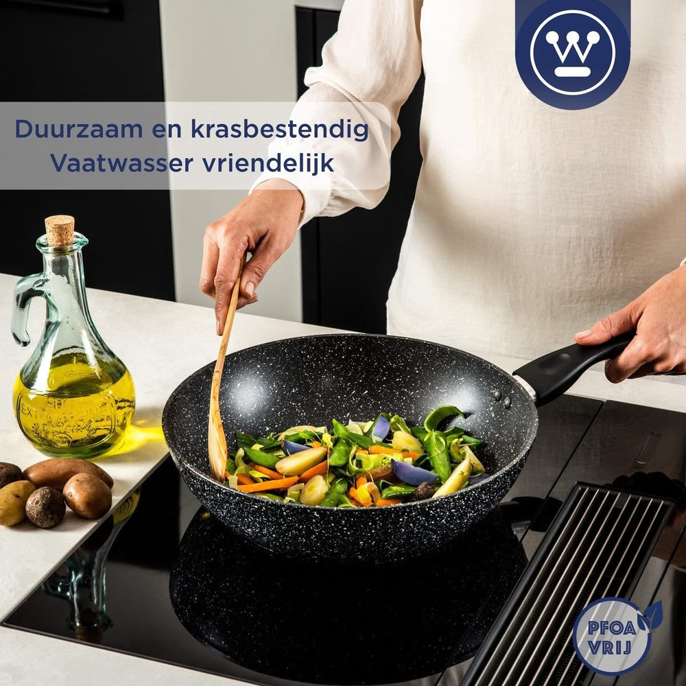 Westinghouse Cookware set Black Marble (Grill pan 28 cm + Wok pan ø 30 cm) - Induction and all other heat sources