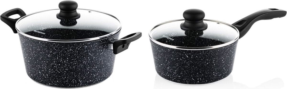 Westinghouse Cookware set Black Marble (Casserole ø 24 cm + sauce pan ø 18 cm) - Induction and all other heat sources