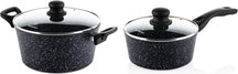 Westinghouse Cookware set Black Marble (Casserole ø 24 cm + sauce pan ø 18 cm) - Induction and all other heat sources