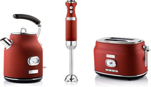 Westinghouse Retro Kettle + Toaster 2 Slots + Hand Blender - Red