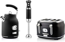 Westinghouse Retro Kettle + Toaster 4 Slots + Hand Blender - Black