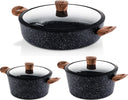 Westinghouse Cookware set Marble Wood (Casserole ø 24 and 28 cm + sauté pan ø 32 cm) - Induction and all other heat sources