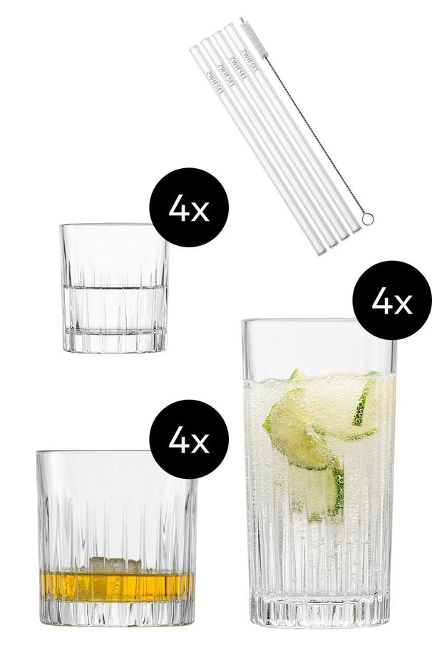Schott Zwiesel Drink Glass Set Stage - 17 Pieces - Whisky, Shot and Long Drink Glasses