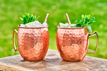 Cozy & Trendy Moscow Mule Cocktail Mugs with Straws - 450 ml - Hammered Copper - 2 Pieces