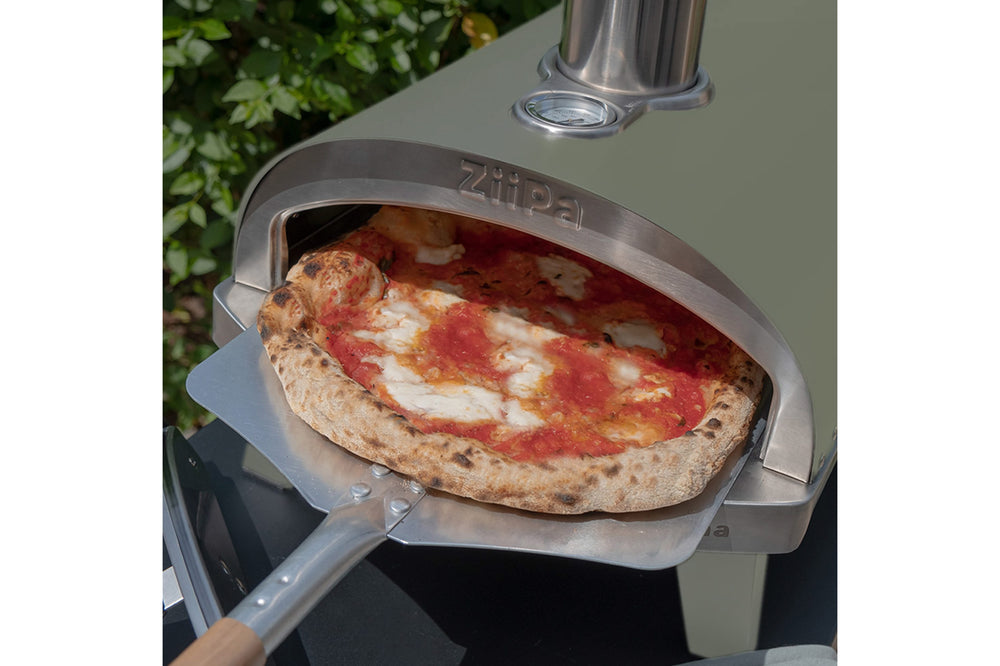 ZiiPa Pizza Oven Piana - Wood-fired - with Thermometer - Eucalyptus - for ø 30 cm pizzas - Rotating pizza stone