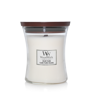 WoodWick Scented Candle Medium Solar Ylang - 11 cm / ø 10 cm - Scented Candle in Glass - Wooden Wick