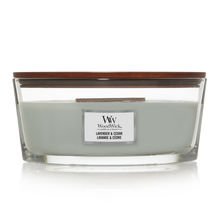 WoodWick Scented Candle Ellipse Lavender & Cedar - 9 cm / 19 cm - Scented Candle in Glass - Wooden Wick