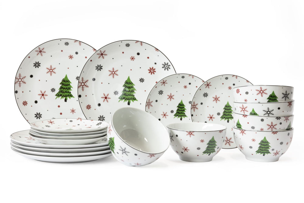 Cookinglife Dinnerware Set - Christmas Dinnerware - Porcelain - Red 18-piece / 6 persons