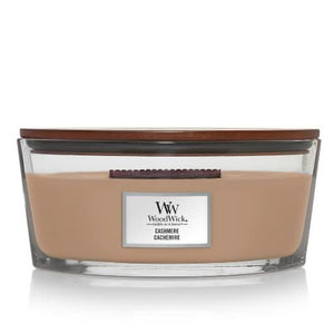 WoodWick Scented Candle Ellipse Cashmere - 9 cm / 19 cm - Scented Candle in Glass - Wooden Wick